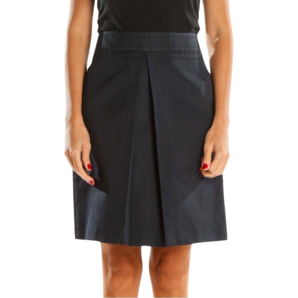 MAXMARA Weekend Pleated A-Line Skirt Navy Blue - Picture 1 of 15